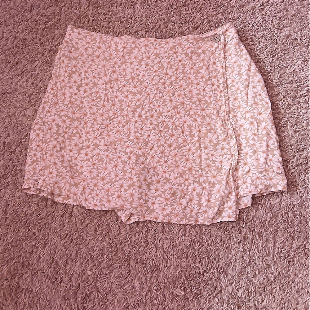 American Eagle Outfitters Cream  Wrap Mini Skirt